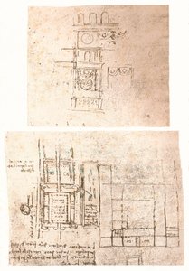 Dwa rysunki architektoniczne, c1472-c1519 1883 autorstwa Leonardo da Vinci
