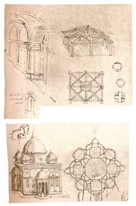 Dwa rysunki architektoniczne, c1472-c1519 1883 autorstwa Leonardo da Vinci