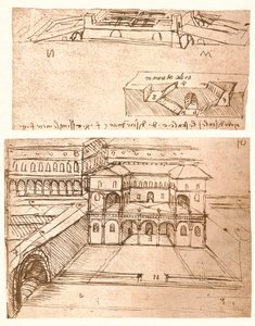 Dwa rysunki planów miast, c1472-c1519 1883 autorstwa Leonardo da Vinci