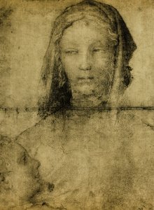 Studiuj dla Dziewicy; rysunek ze Szkoły Leonarda. Luwr, Paryż autorstwa Leonardo da school of Vinci