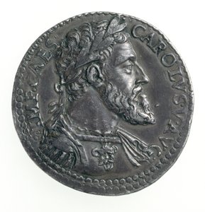 Teston Karola V (1500-58) księcia Mediolanu, rytowany przez Dye