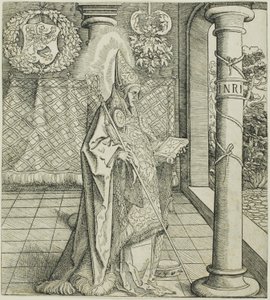 Święty Emesbertus, od Świętych związanych z Domem Habsburgów autorstwa Leonhard Beck