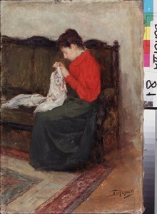 W pracy. Obraz Leonida Osipovicha Pasternaka (1862-1945), olej na płótnie. Sztuka rosyjska XIX-XX wieku, sztuka współczesna. Regionalna Galeria Sztuki, Wołogda (Rosja). autorstwa Leonid Osipovic Pasternak