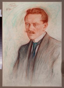 Portret poety Jurgisa Baltrusaitisa (1873-1944). Praca Leonida Osipovicha Pasternaka (1862-1945), sangwinika i kreda na papierze autorstwa Leonid Osipovic Pasternak