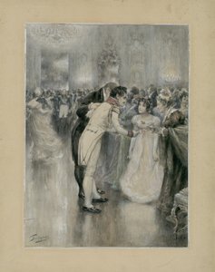 Natasza na swojej pierwszej piłce. Ilustracja do powieści „Wojna i pokój” Lwa Tołstoja, 1893. autorstwa Leonid Osipovich Pasternak