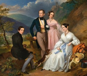 Portret rodzinny Leopolda Fertbauera przed Weilburgiem 1839 r.