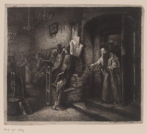 Wnętrze synagogi z wiernymi autorstwa Leopold Flameng