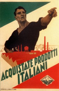 Faszyzm: plakat propagandowy dla autarkii we Włoszech „Kupuj włoskie produkty”