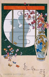 Pocztówka stworzona na premierę „Madame Butterfly”, w Brescia autorstwa Leopoldo Metlicovitz