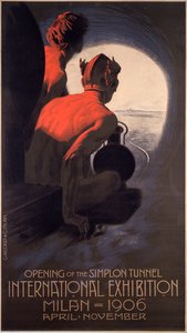 Plakat wydany dla The Milan International, światowych targów z okazji otwarcia tunelu Simplon