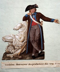 Rewolucja Francuska: „wandalista, niszczyciel dzieł sztuki””. Gwasz braci Lesueur (XVIII wiek), Muzeum Carnavalet, Paryż autorstwa Lesueur Brothers