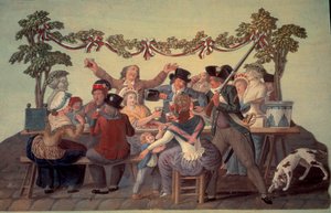 Rewolucja Francuska 1789: „Posiłek Republikański””. Gwasz des freres Lesueur (XVIII wiek) autorstwa Lesueur Brothers