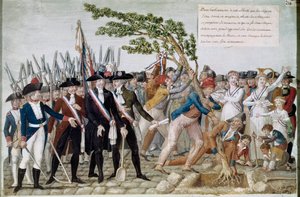 Sadzenie drzewa wolności. Grawerowanie braci Lesueur (XVIII wiek). Paryż, Musee Carnavalet. autorstwa Lesueur Brothers