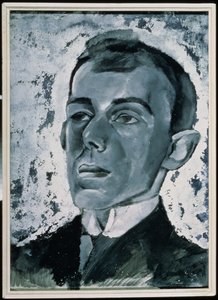 Portret poety Ossipa Mandelstama (1891-1938) (gwasz na papierze) autorstwa Lev Aleksandrovitc Bruni