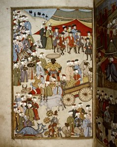 OTTOMAN EMPIRE: Bazar w Stambule, ok. 1720 r. (miniatura) autorstwa Levni Levni