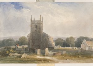 Kościół Chaldon: malarstwo akwarela i [ok. 1830-1840] autorstwa Lewis John Wood