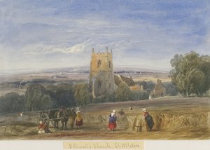 Kościół w Cheddleton: malarstwo akwarela i [ok. 1830-1840]
