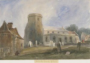 Kościół Dilhorne: malarstwo akwarela i [ok. 1830-1840] (malarstwo)