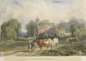 Kościół Gratwich: malarstwo akwarelowe i [ok. 1830-1840]
