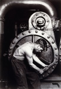 Mechanik elektrowni, ok. 1924; autorstwa Lewis Wickes Hine