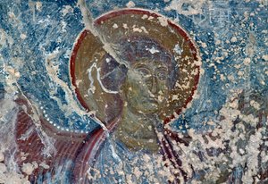 Anioł, fresk w kościele Panagia, Rodovani, Kreta, Grecja (zdjęcie) autorstwa Unbekannt Unbekannt