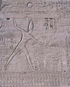 Rzeźby na ścianie świątyni, Medinet Habu, Luksor, Egipt autorstwa Unbekannt Unbekannt