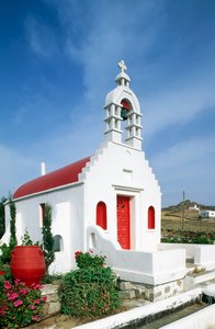 Kościół na wyspie Mykonos, Cyklady, Grecja (zdjęcie) autorstwa Unbekannt Unbekannt