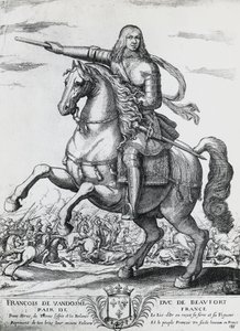 Portret konny Franciszka Burbon-Vendome (1616-1669), drugiego księcia Beaufort i francuskiego generała, sztychowany przez Nicolasa de La Fage (1600?-1655) autorstwa Unbekannt Unbekannt