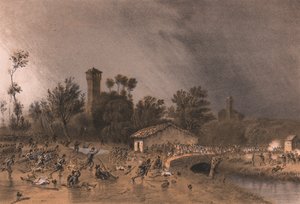 Pierwsza dywizja Regina Brigade atakująca most Montreoli, Palestro, Lombardia autorstwa Unbekannt Unbekannt
