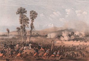 Król Vittorio Emanuele II dowodzący wojskami podczas bitwy pod Palestro w Lombardii autorstwa Unbekannt Unbekannt