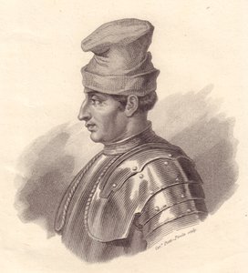 Portret włoskiego dowódcy wojskowego Niccolo Fortebraccio znanego również jako della Stella (1389-1435), miedzioryt autorstwa Cateriny Piotti-Pirola autorstwa Unbekannt Unbekannt