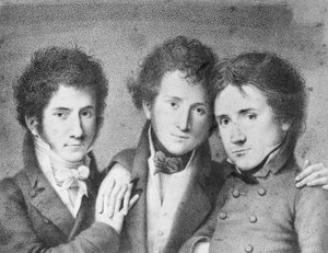Portrety Filippo Ugoniego (1794-1877), Andrei Tonelli (1793-1859) i Giovity Scalviniego (1791-1843), włoskich patriotów autorstwa Unbekannt Unbekannt