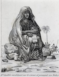 Rene Caillie (1799-1838), odkrywca ubrany w arabskie stroje, medytujący nad Koranem autorstwa Unbekannt Unbekannt