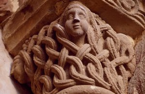 Hiszpania, Nawarra, Klasztor Najświętszego Zbawiciela z Leyre, Porta Speciosa, Odznaczona stolica autorstwa Unbekannt Unbekannt