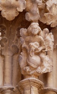 Hiszpania, Nawarra, Ujue, kościół Santa Maria, detal architektoniczny autorstwa Unbekannt Unbekannt