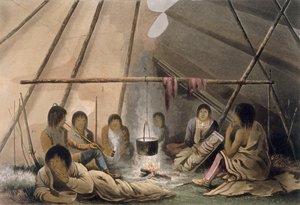 Wnętrze namiotu Indian Cree, 1824 r.