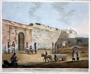 Brama Mysore w Bangalore, tablica 14 z „Pejzaż malowniczy w królestwie Mysore, ryt. Joseph Constantine Stadler (fl.1780-1812) wyd. Edward Orme (1774-c.1820) 1804 (akwatinta)