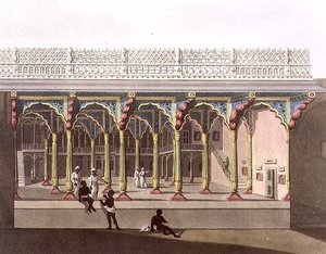 Zachodni front pałacu Tippoo, Bangalore, tablica 10 z „Pejzaż malarski w Królestwie Mysore”, ryt.: Joseph Constantine Stadler (fl.1780-1812) wyd. Edward Orme (1774-c.1820) 1804 (akwatinta)