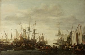 Keelhauling, zgodnie z niezatwierdzoną tradycją, doktora okrętowego admirała Jana van Nesa autorstwa Lieve Pietersz. Verschuier