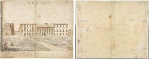 Osiemnaście widoków Rzymu: Collegio di Propaganda Fide (recto); Szkice okien i pilastrów na poddaszu Collegio di Propaganda Fide (verso)