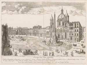 Piazza Navona z Prospektu Lourum Miasta Rzymu, 1666. autorstwa Lievin Cruyl
