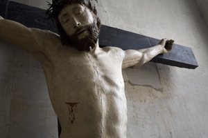 Chrystus na krzyżu detal (drewno malowane) autorstwa Ligier Richier