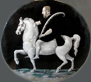 Król Francji Henryk II na płycie konnej, połowa XVI wieku. autorstwa Limousin