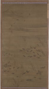 Gęsi schodzące na piaski, dynastia Ming, 1621. autorstwa Lin Xue
