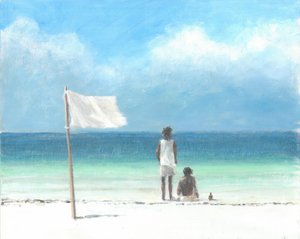 Boys on Beach, Kenia (akryl na papierze)