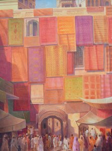 Mur miejski z dywanami, Jaisalmer autorstwa Lincoln Seligman