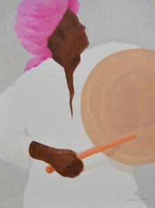Perkusista, różowy turban autorstwa Lincoln Seligman