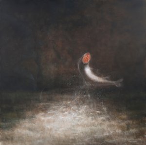 Skacząca ryba, 2012 (akryl na płótnie) autorstwa Lincoln Seligman