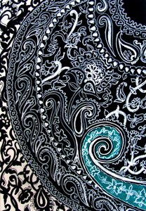 Studium Paisley, 2016 (tusz na papierze akwarelowym) autorstwa linda arthurs