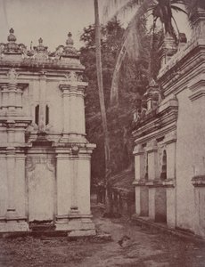 Amerapoora: Widok wśród pagód w pobliżu posągu autorstwa Linnaeus Tripe